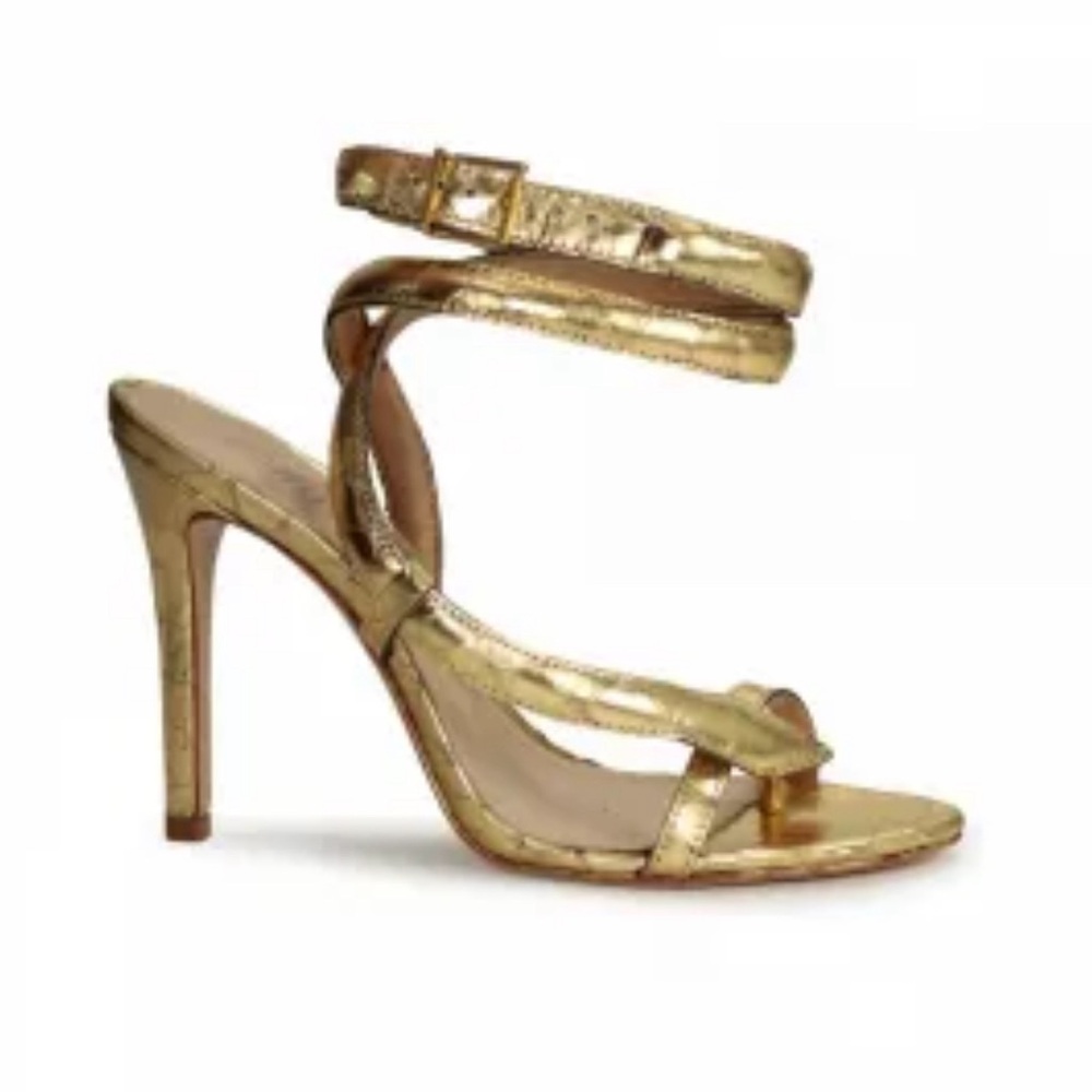 New Schutz Shina Gold Leather Sandals